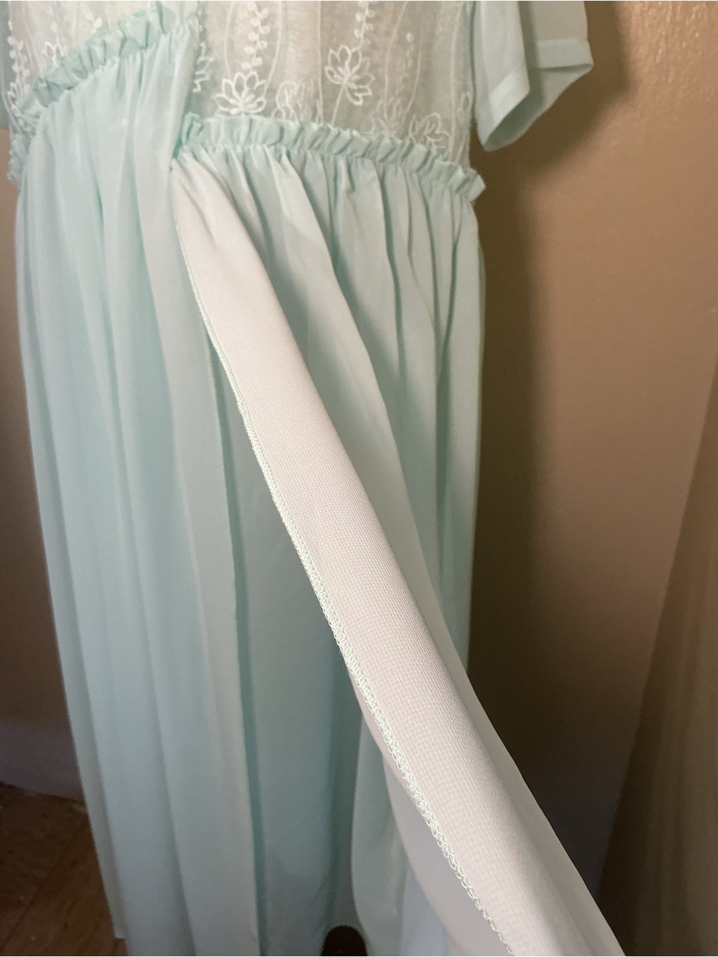 Soolinen Nwt Mint Green Embroidered Midi Dress Xl Sheer Layered Cottagecore — image 6 of 8